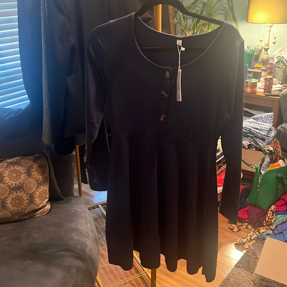 Alaster Queen size small dress, NWT, smoky blue color with buttons, long sleeve